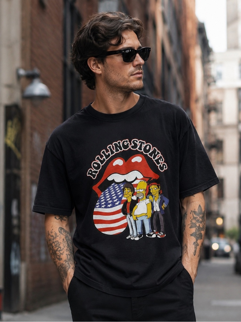 Vintage Black Rolling Stones X Simpsons t-shirt xxlarge